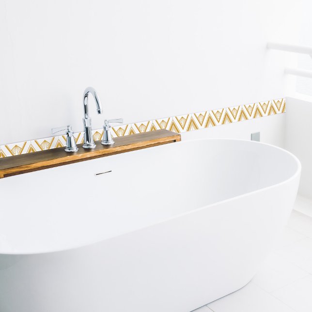 Art Deco Gold White Elegant Geometric Crisp Ceramic Tile (Creator Uploaded)