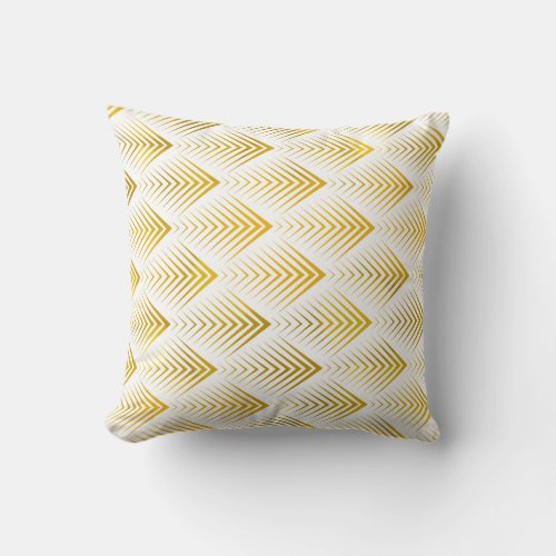 Art Deco Gold White Minimal Geometric Tribal Throw Pillow