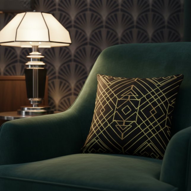 Art deco golden elegant design throw pillow  (Creator Uploaded)