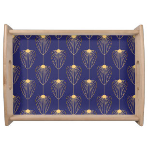 Art Deco golden floral: elegant. Serving Tray