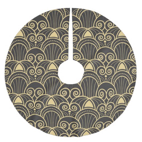 Art Deco Golden Geometric Tiles Brushed Polyester Tree Skirt