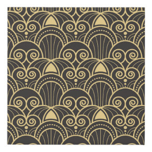 Art Deco: Golden Geometric Tiles. Faux Canvas Print