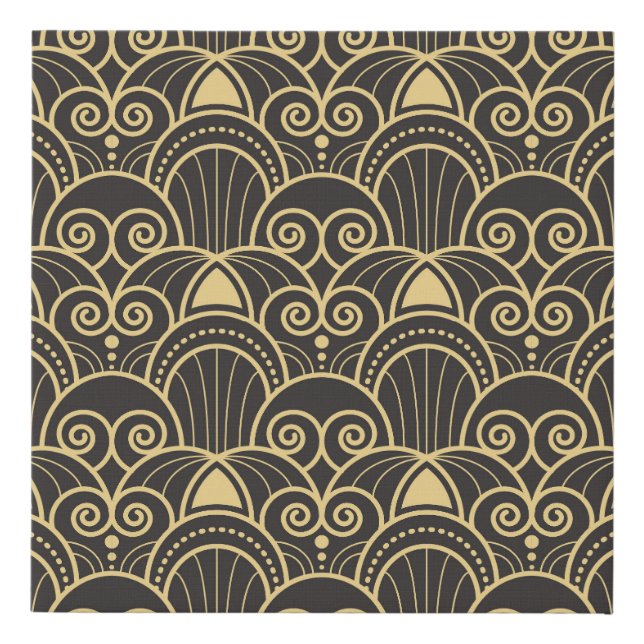 Art Deco: Golden Geometric Tiles. Faux Canvas Print (Front)