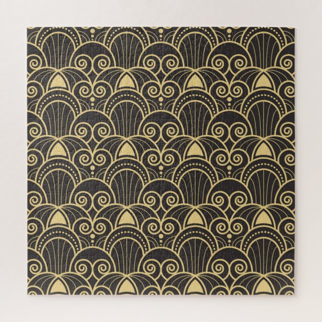 Art Deco: Golden Geometric Tiles. Jigsaw Puzzle (Vertical)