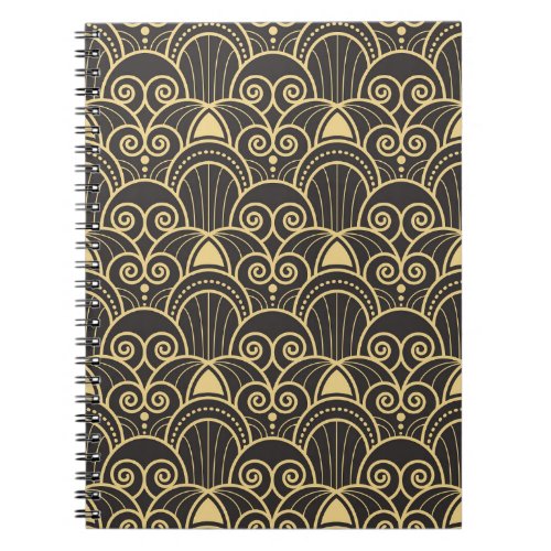 Art Deco Golden Geometric Tiles Notebook