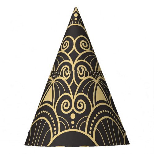 Art Deco Golden Geometric Tiles Party Hat