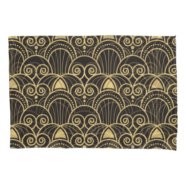 Art Deco: Golden Geometric Tiles. Pillow Case (Front)