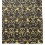Art Deco: Golden Geometric Tiles. Shower Curtain