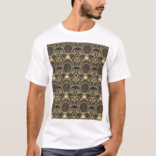 Art Deco Golden Geometric Tiles T_Shirt