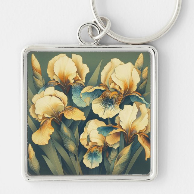 Art Deco Golden Iris Keychain (Front)