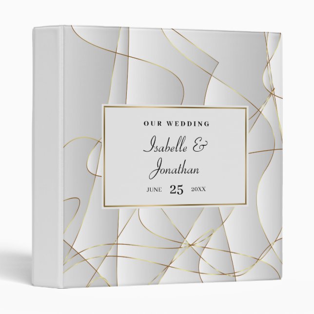 Art Deco Golden Lines  3 Ring Binder (Front/Spine)