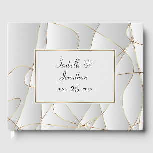Art Deco Golden Lines Guest Book