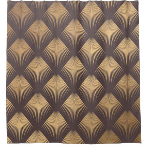 Art Deco Golden: Minimalistic Seamless Shower Curtain