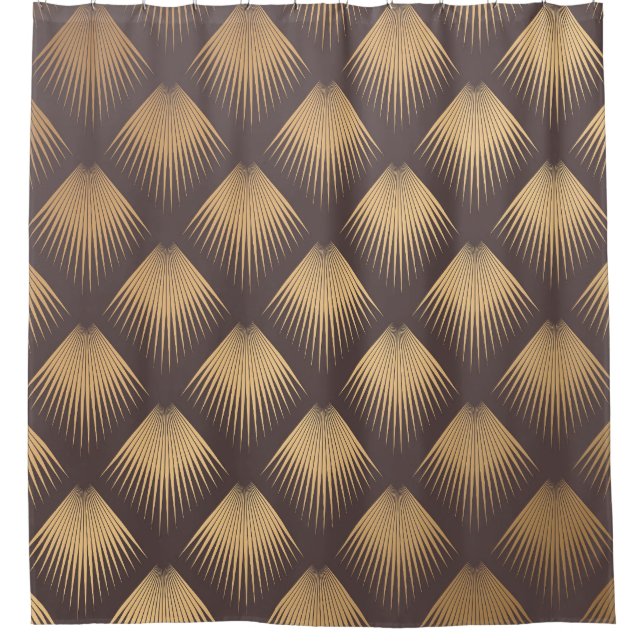 Art Deco Golden: Minimalistic Seamless Shower Curtain (Front)
