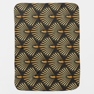 Art deco golden peacock pattern baby blanket