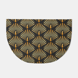 Art deco golden peacock pattern doormat