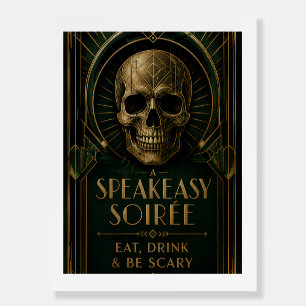 Art Deco Golden Skull Halloween Speakeasy Foam Board