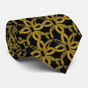 Art Deco Golden Snake Pattern Neck Tie