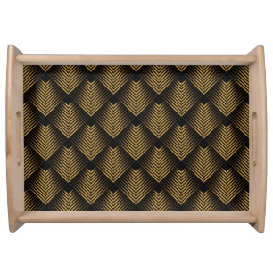 Art Deco: Golden Squares, Corner Wallpaper. Serving Tray