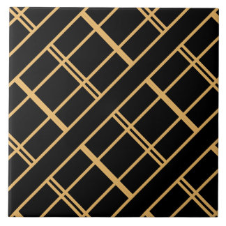 Art Deco Golden Stripes on Black Tile