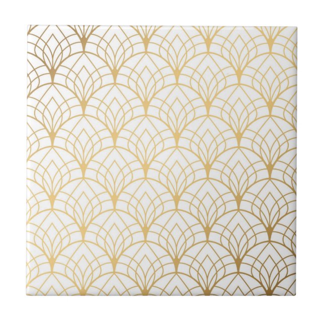 Art Deco gradient gold bronze pattern Ceramic Tile (Front)