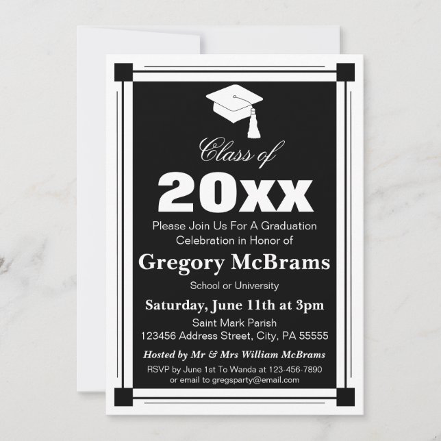 Art Deco Graduation Party Invitation (Front)