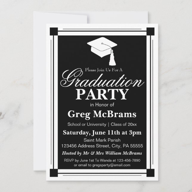 Art Deco Graduation Party Invitation (Front)