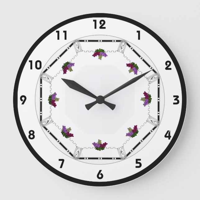 Art Deco Grapes Large Clock (Front)