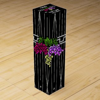 Art Deco Grapes on Black and Silver Personalized