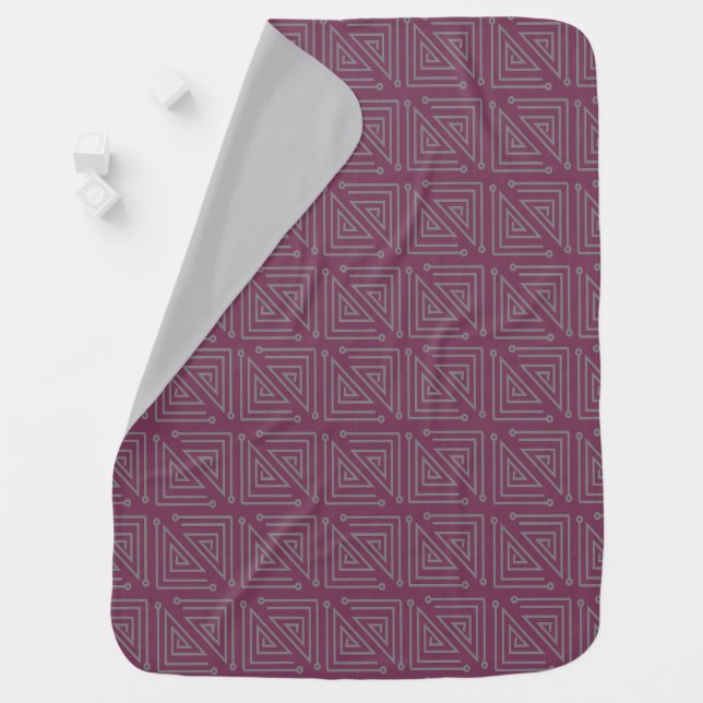 Art Deco Gray Mazes Baby Blanket (In Situ)