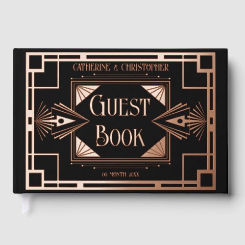 Art deco great gatsby 20s rose gold foil foil guest book 