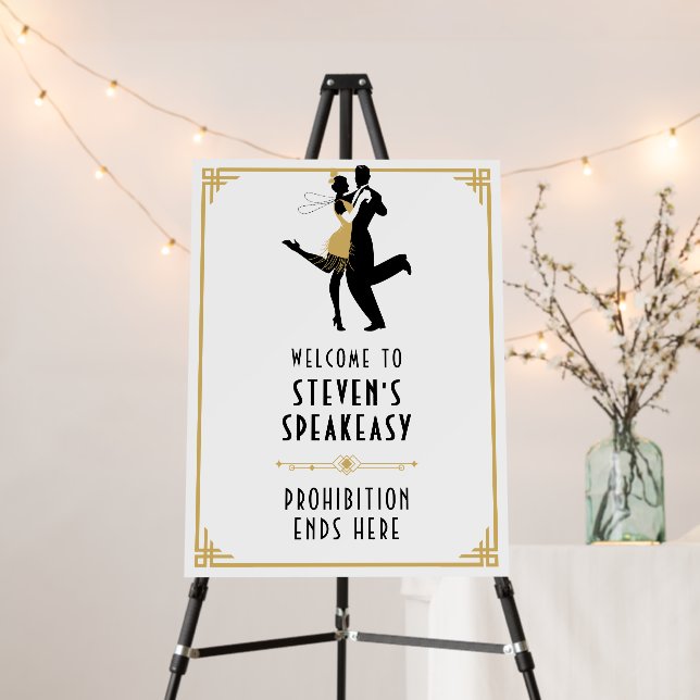 Art Deco/Great Gatsby Birthday Party Welcome Sign (In Situ (Stand))