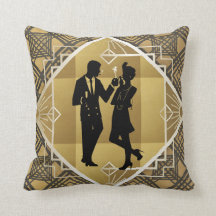 Art Deco Great Gatsby Black Gold Flapper Couple