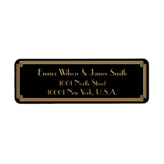 Art Deco Great Gatsby Black Return Address Labels