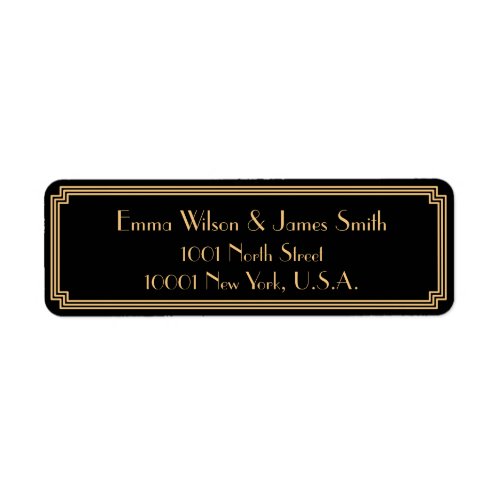 Art Deco Great Gatsby Black Return Address Labels