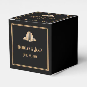 Art Deco Great Gatsby Black Wedding Favor Boxes