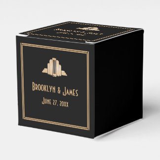 Art Deco Great Gatsby Black Wedding Favor Boxes