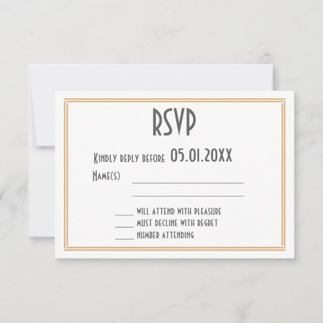 Art Deco Great Gatsby Black Wedding RSVP (Front)