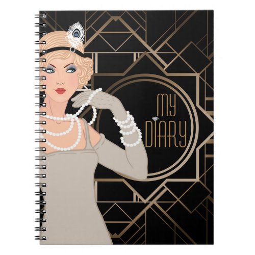 Art Deco Great Gatsby Girl   Notebook