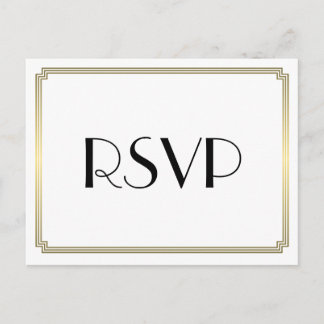 Art Deco Great Gatsby Gold Wedding RSVP Postcards