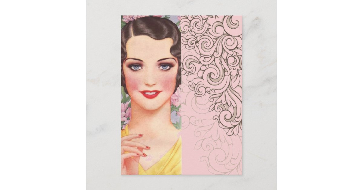 Art deco great gatsby Parisian fashionista Postcard | Zazzle