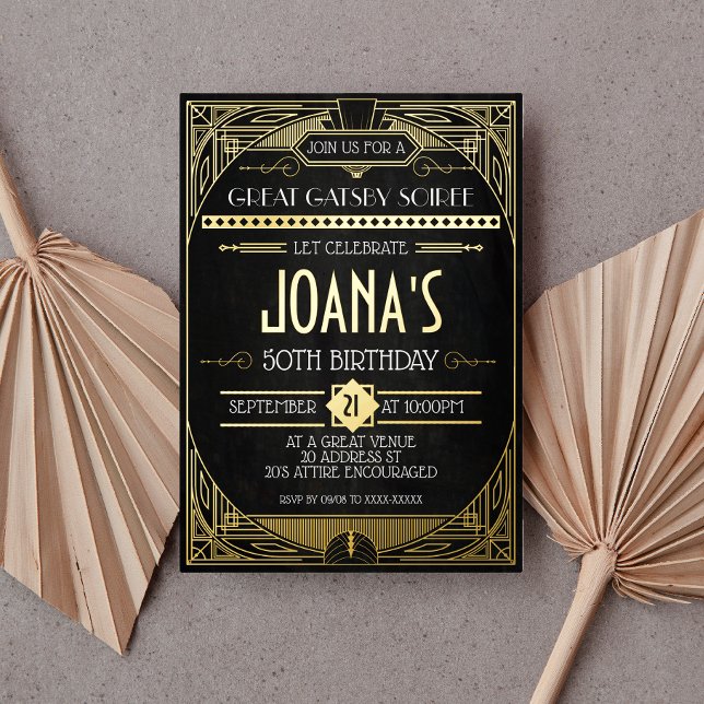 Art Deco Great Gatsby Party  Foil Invitation (Creator Uploaded)