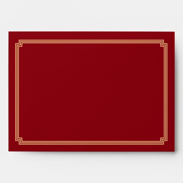 Art Deco Great Gatsby Red Wedding Envelopes A7 (Front)