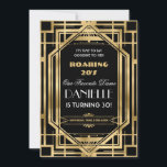 Art Deco Great Gatsby Roaring 20s 30th Birthday In Invitation<br><div class="desc">Personalize this vintage art deco Great Gatsby roaring 20s theme 30th birthday invitation easily and quickly, simply press the customize it button to further re-arrange and format the style and placement of the text.  Featuring a chic art deco frame and black and gold color scheme. Matching items available in store!...</div>