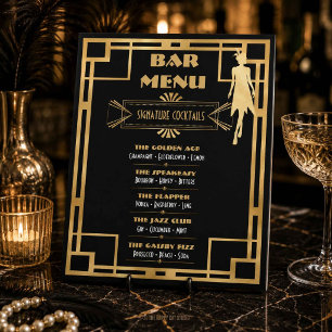 Art Deco Great Gatsby Roaring 20s Bar Menu Foam Board