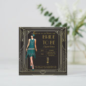 Art Deco Great Gatsby Roaring 20s Bridal Shower Bl Invitation (Standing Front)