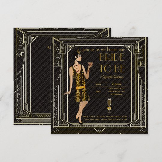 Art Deco Great Gatsby Roaring 20s Bridal Shower Invitation