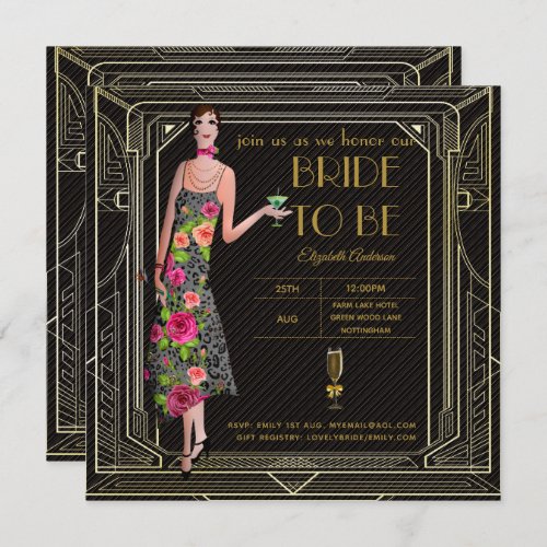 Art Deco Great Gatsby Roaring 20s Bridal Shower Pk Invitation