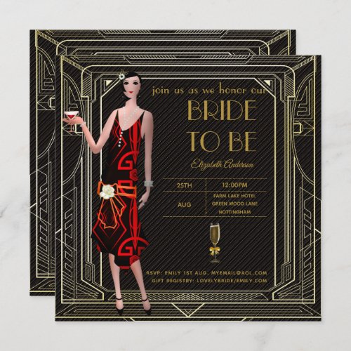Art Deco Great Gatsby Roaring 20s Bridal Shower Rd Invitation