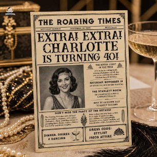 Art Deco Great Gatsby Roaring 20s Newspaper Invitation